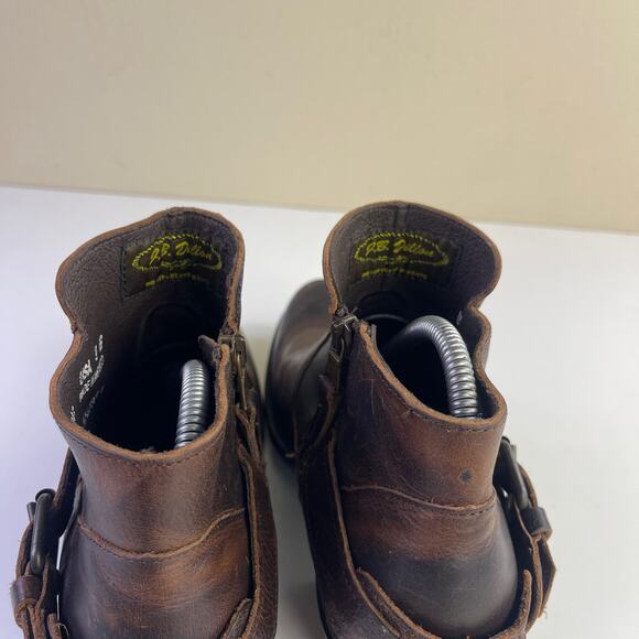 JB Dillon Brown Leather Buckle Zip Up Block Heel Ankle Boots Western Size 9B - Picture 7 of 14